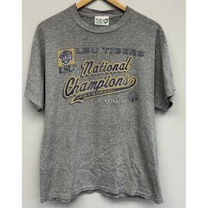 VTG LSU Tigers Baseball CWS National Champions 2000 Graphic Tee Paper Thin Sz LG
